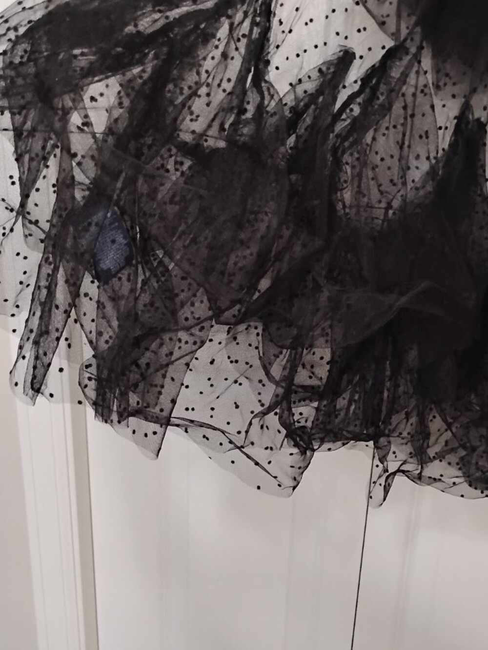 Maeve By Anthropologie Women's Black Polk Dot Mini Tulle Layer Dress Size L/XL - Picture 5 of 9